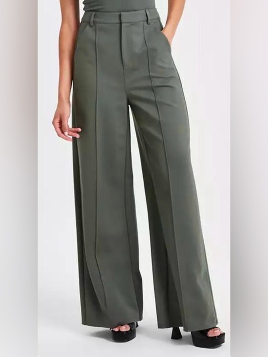 Bar III Pants - Barr III Wide-Leg High-Waist Pants in Olive Green